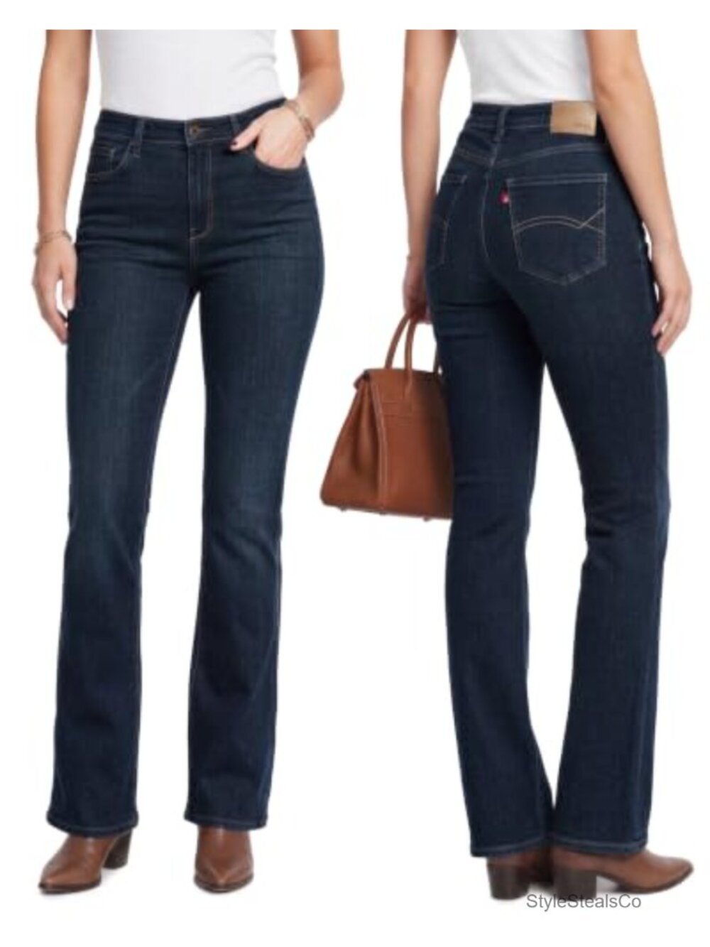 Women's Bootcut Jeans Cotton Blend Stretch Denim Mid Rise 5-Pocket